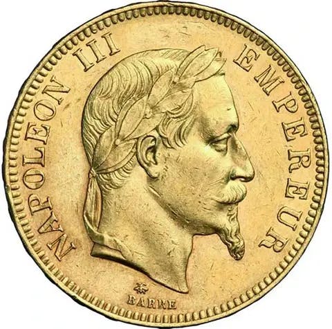 100 Franken Goldmünze - Napoléon III Lorbeerkopf 1869 A