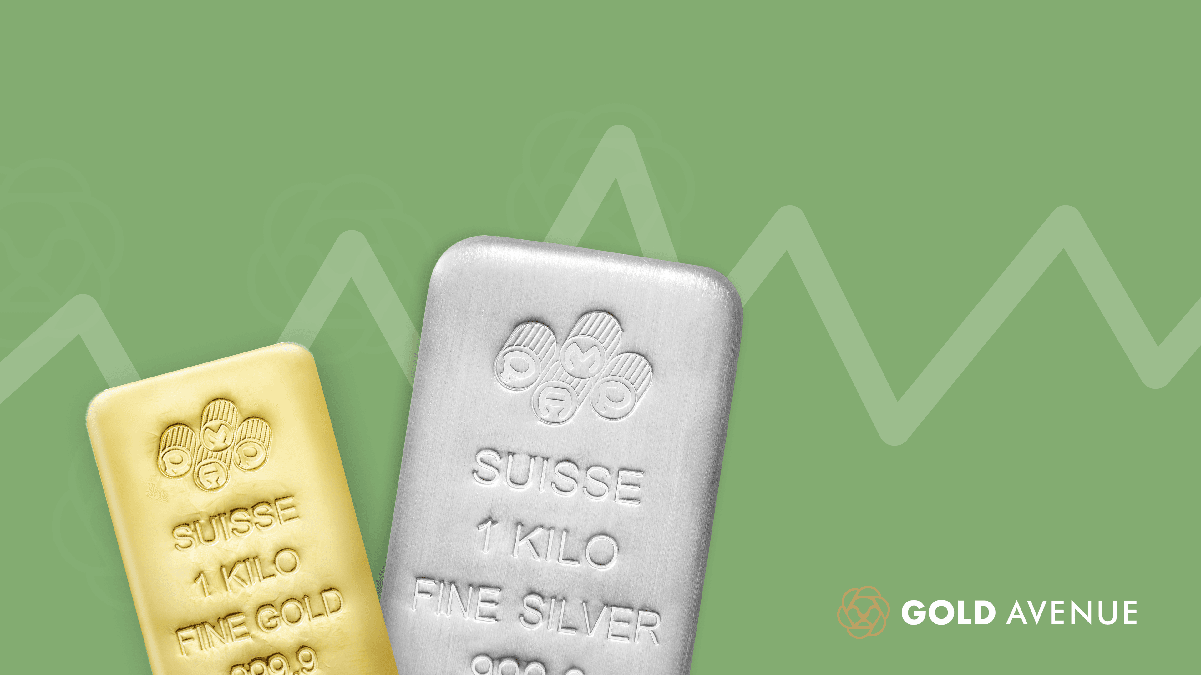 pamp suisse gold and silver bars with GOLD AVENUE logo pamp suisse gold and silver bars with GOLD AVENUE logo