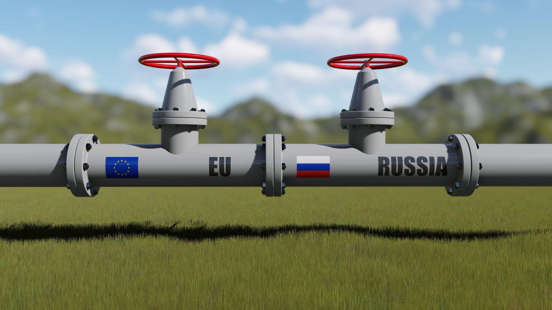 a Russia-EU pipeline symbolizing a raging energy crisis triggered by the war in Ukraine a Russia-EU pipeline symbolizing a raging energy crisis triggered by the war in Ukraine