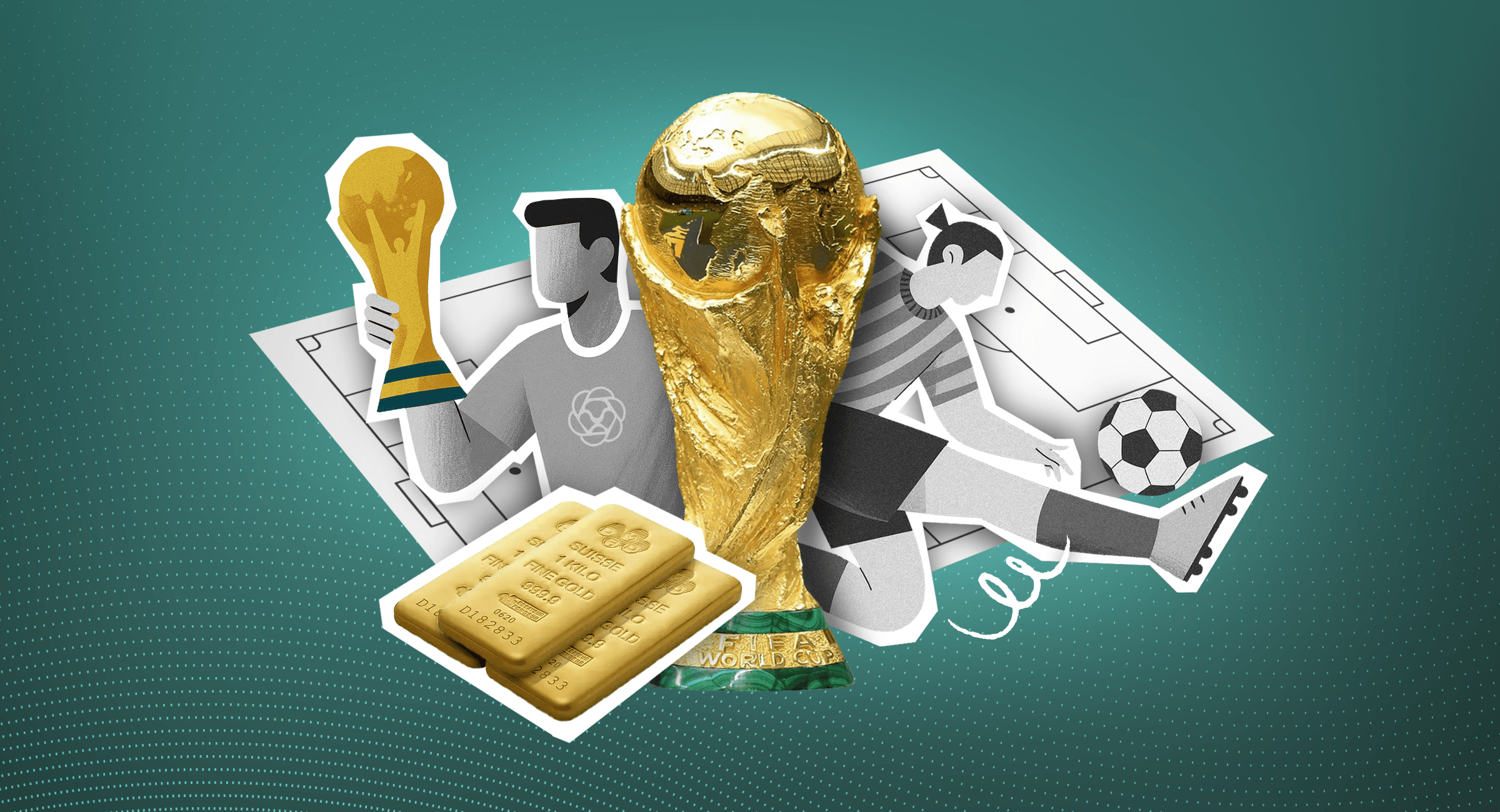 La Coppa del Mondo FIFA è in oro puro? Il trofeo della Coppa del Mondo FIFA su sfondo nero.