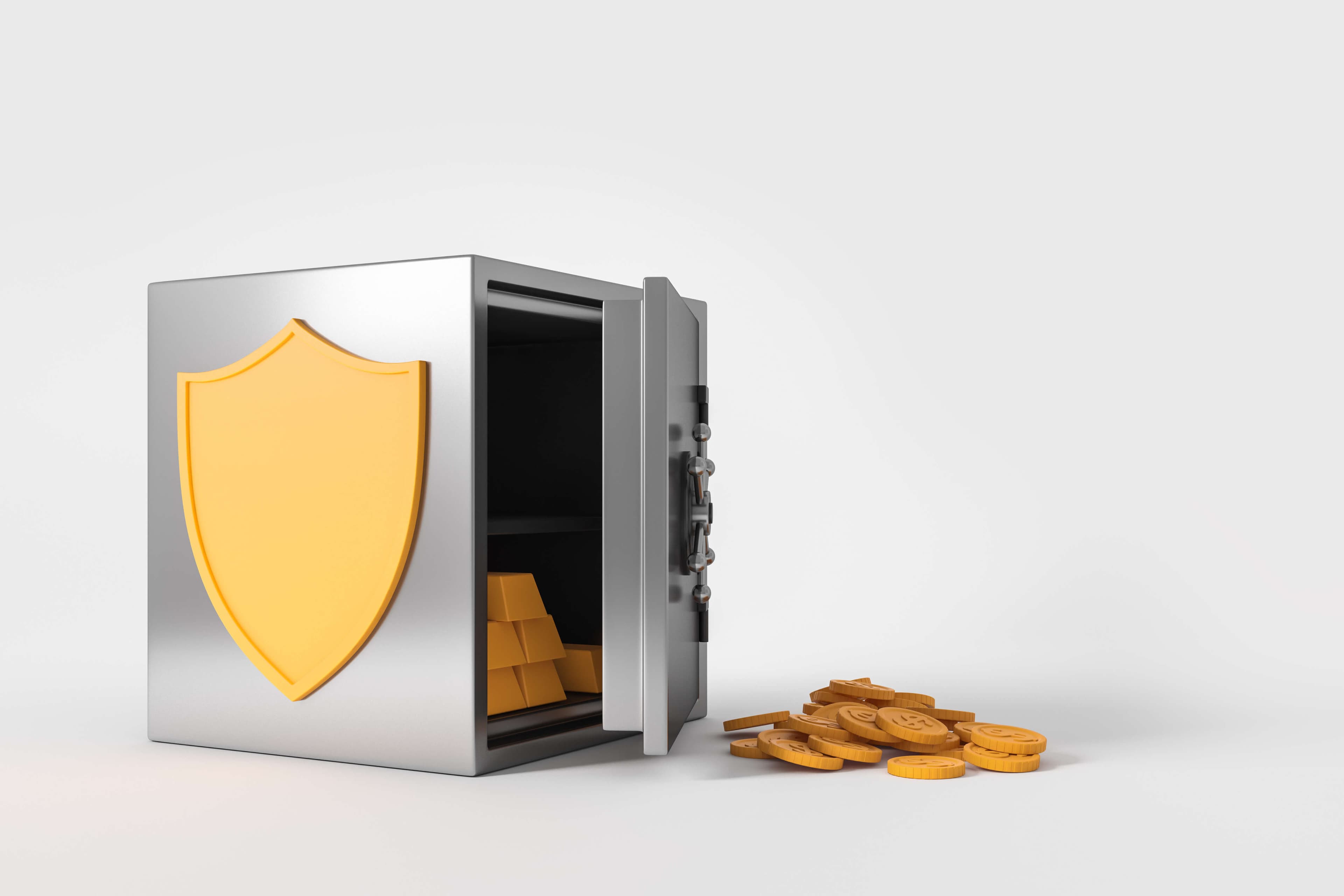 gold bars and coins in a safe gold bars and coins in a safe