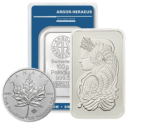 Palladium coins and bars