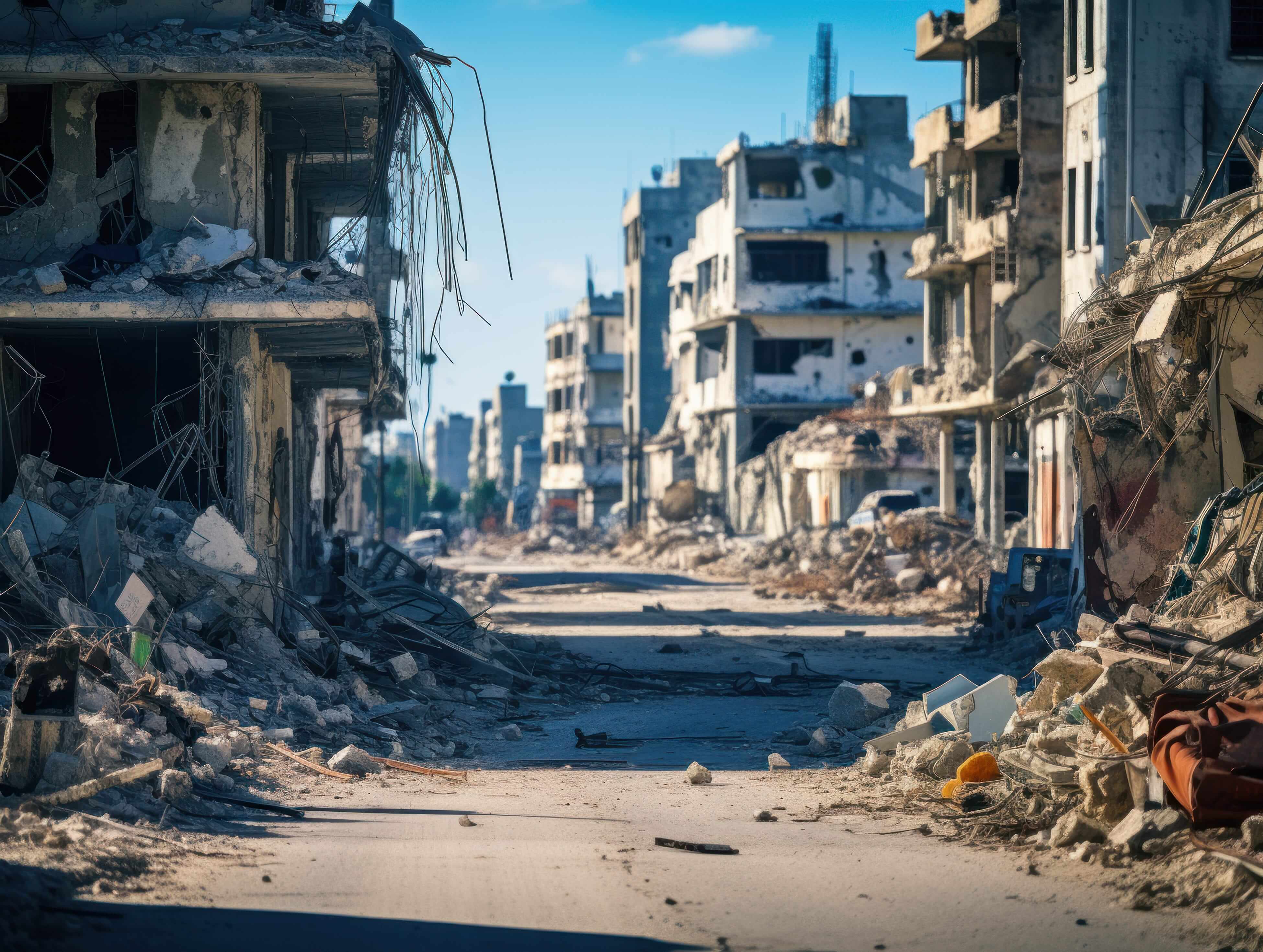 Eine durch den Hamas-Angriff zerstörte Straße in Israel Eine durch den Hamas-Angriff zerstörte Straße in Israel