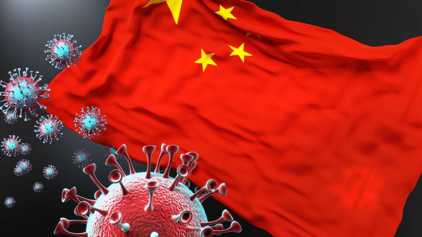 Covid-Viren schwirren um die chinesische Flagge Covid-Viren schwirren um die chinesische Flagge