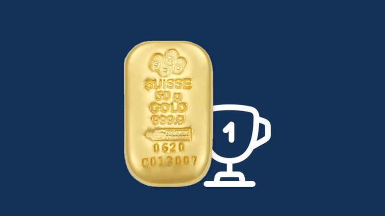 Un lingot d'or PAMP Suisse avec une coupe numéro un Un lingot d'or PAMP Suisse avec une coupe numéro un