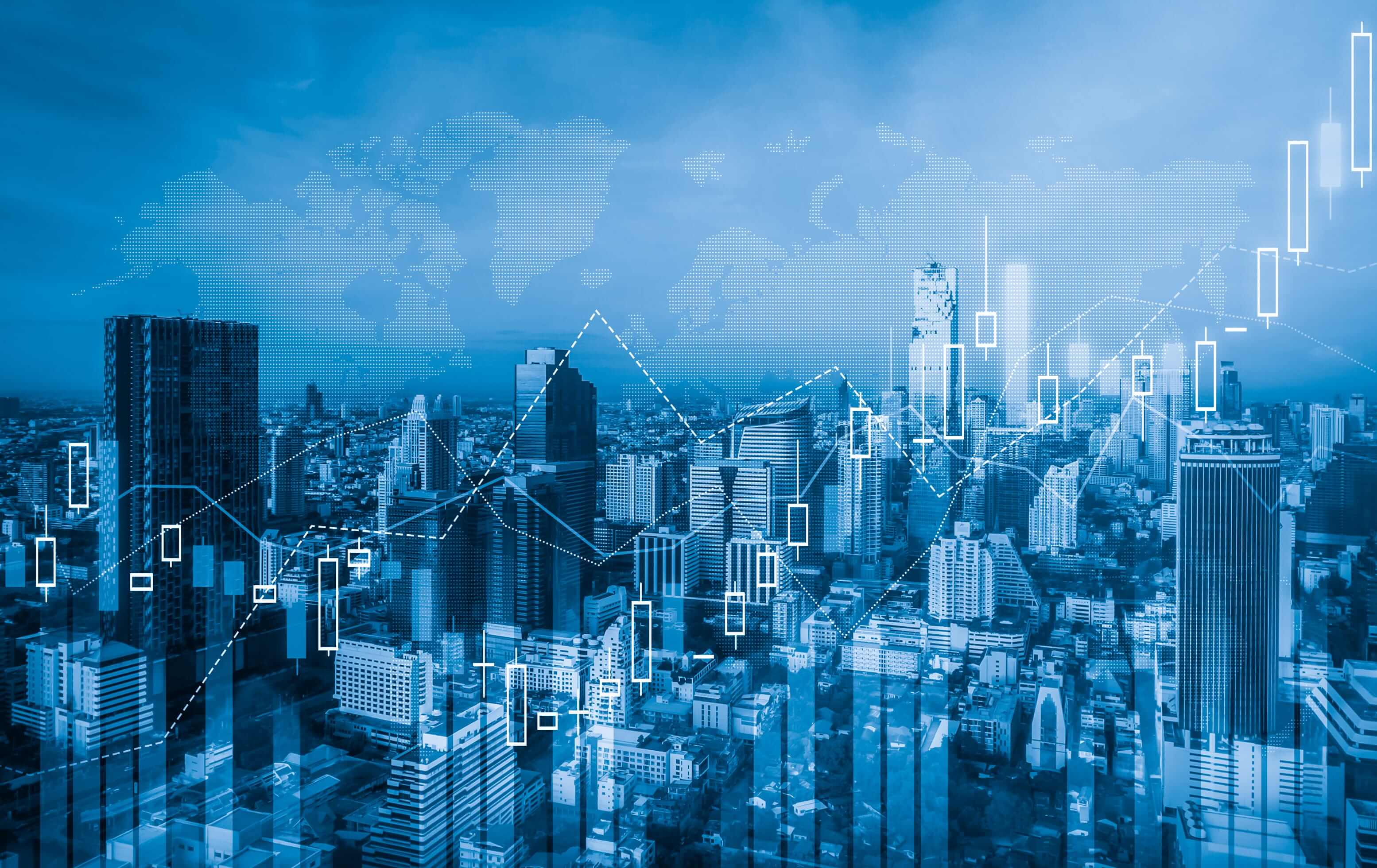 Finanzgraphen und digitale Indikatoren überschneiden sich mit einem modernistischen Stadtgebiet Finanzgraphen und digitale Indikatoren überschneiden sich mit einem modernistischen Stadtgebiet