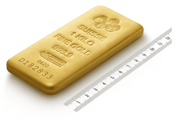 1 kg gold bar with a ruler 1 kg gold bar with a ruler