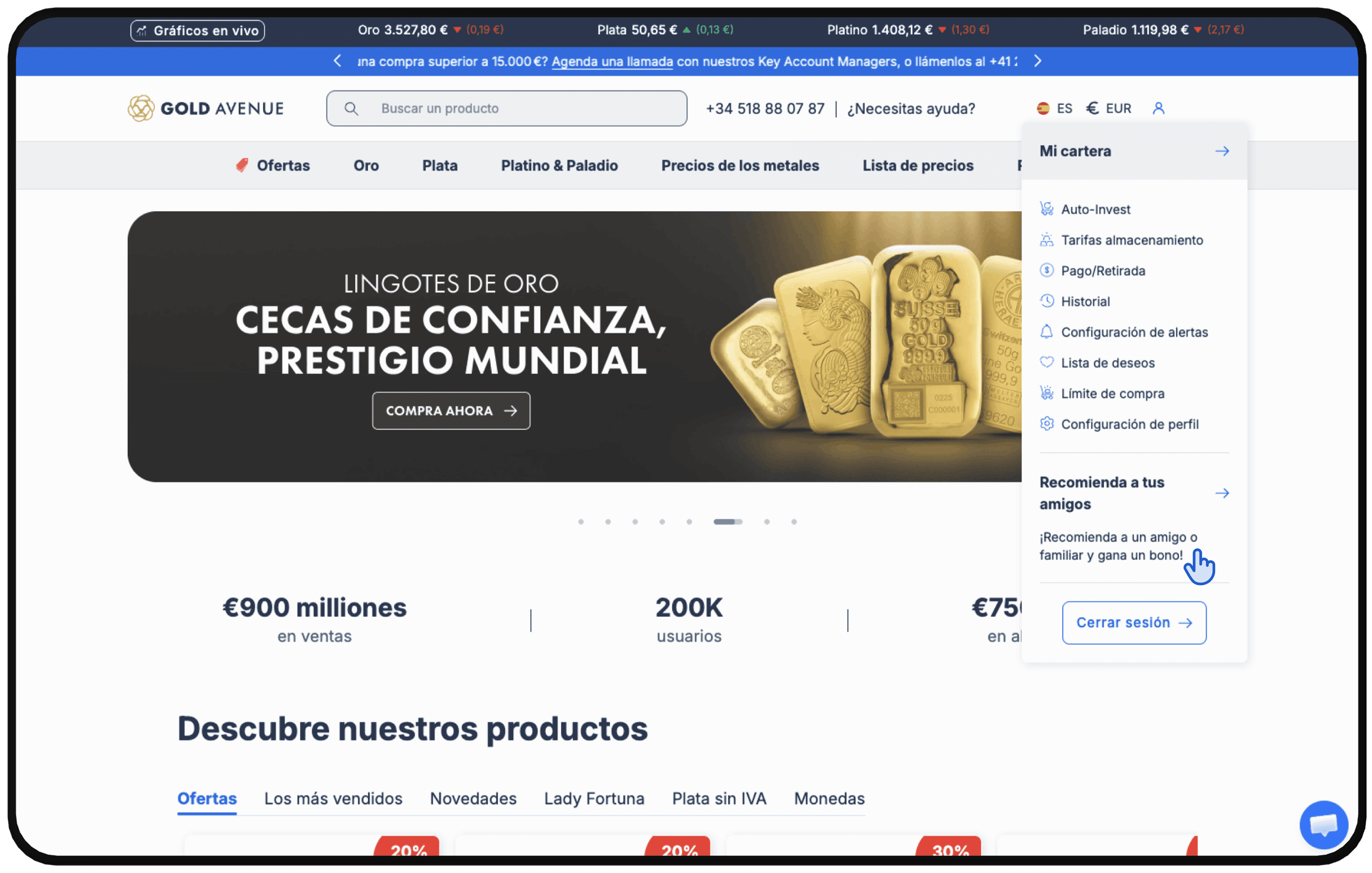 créer compte gold avenue