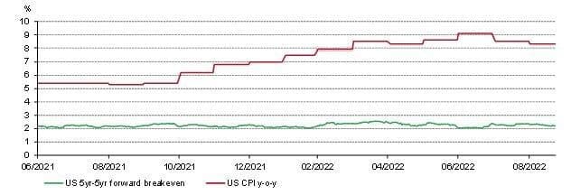 Un grafico che mostra il modello semplice dell’oro basato sui tassi reali e sul dollaro USA e il prezzo effettivo dell’oro tra agosto 2017 e agosto 2022. Un grafico che mostra il modello semplice dell’oro basato sui tassi reali e sul dollaro USA e il prezzo effettivo dell’oro tra agosto 2017 e agosto 2022.