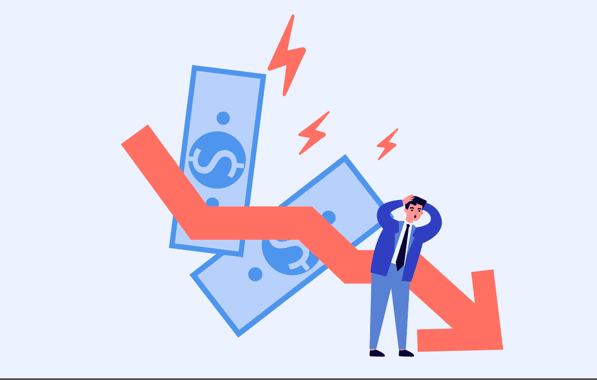 Recession Risk is Rising, Economists Say. Here's What It Means for Investors a possibility of the global economy to be hit by a recession in light of the war in Ukraine and rising inflation represented by a picture of cartoon people standing in front of a red arrow and U.S. dollar bills