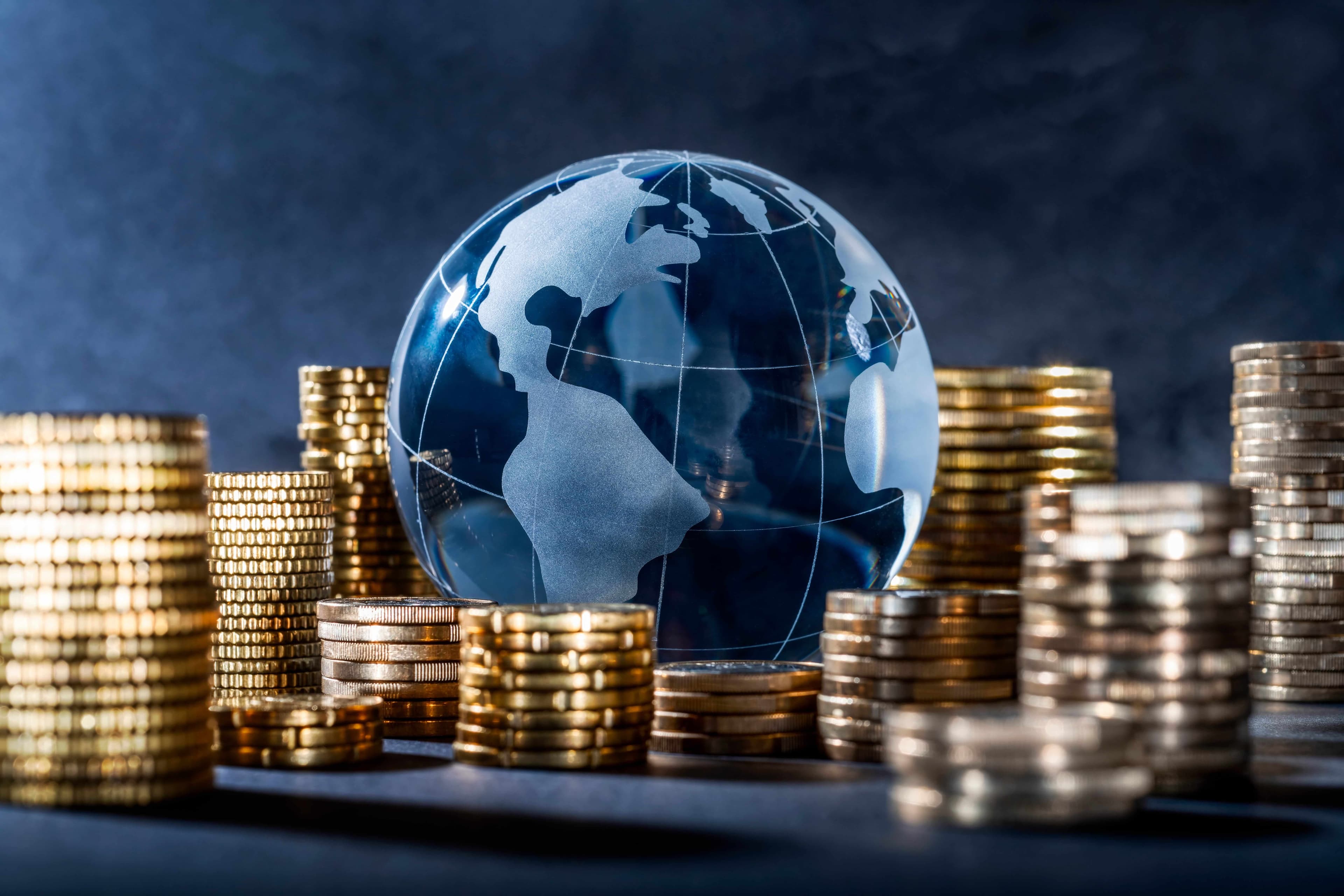 globe and gold coins globe and gold coins
