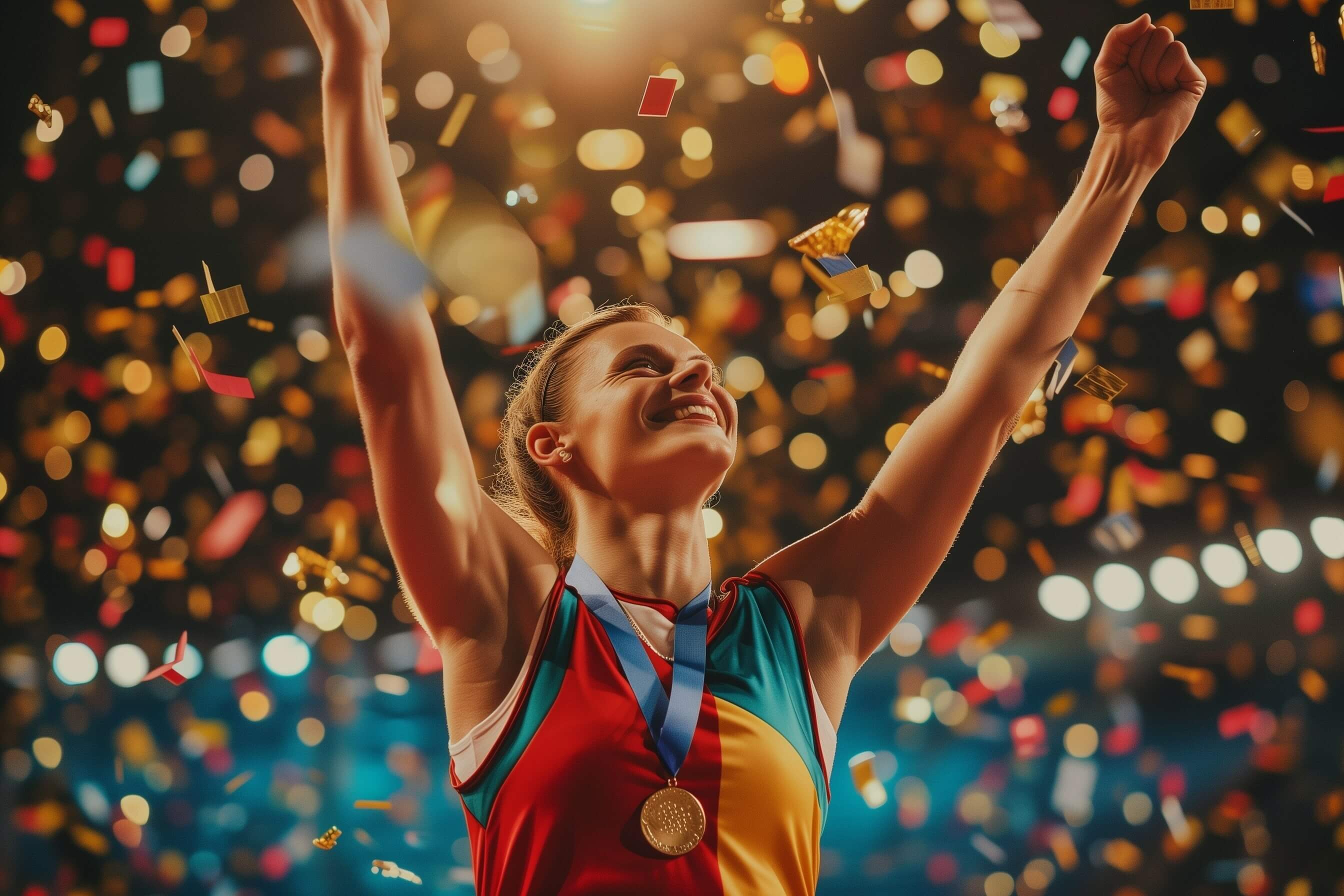 Una atleta olimpica che ha vinto una medaglia d'oro Una atleta olimpica che ha vinto una medaglia d'oro