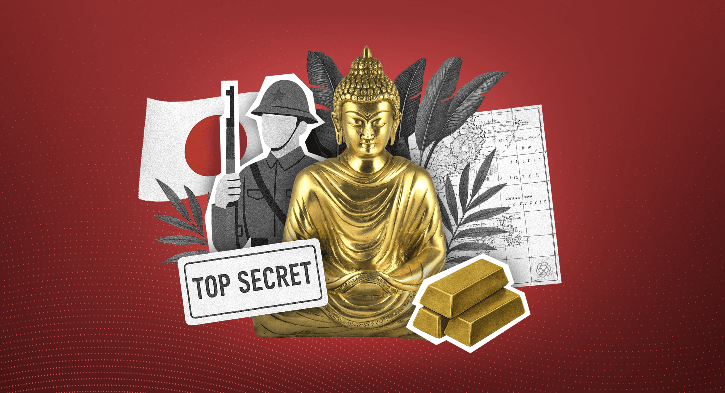 L’or de Yamashita : le mystère du trésor de la Seconde Guerre mondiale rogelio roxas le chasseur de trésors posant à côté de la statue en or de Bouddha remplie de diamants qui faisait partie du trésor de Yamashita, composé de piles de lingots d'or et de bijoux volés pendant la Seconde Guerre mondiale.