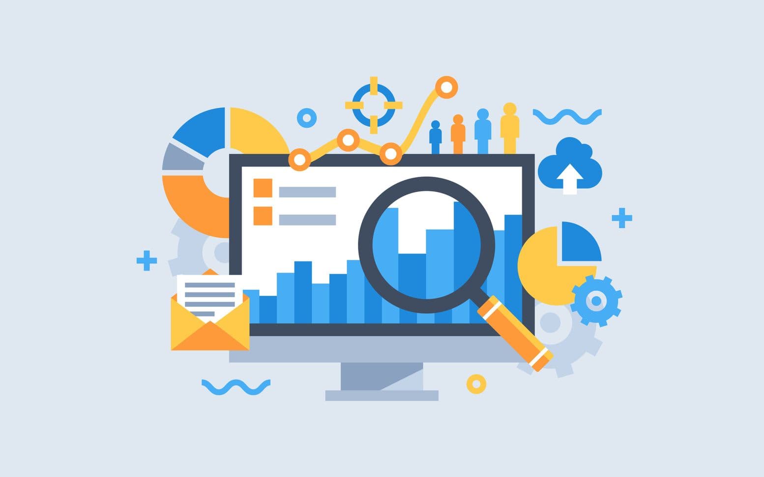 ein Computerbildschirm mit Tortendiagrammen und Grafiken auf einem hellgrauen Hintergrund ein Computerbildschirm mit Tortendiagrammen und Grafiken auf einem hellgrauen Hintergrund