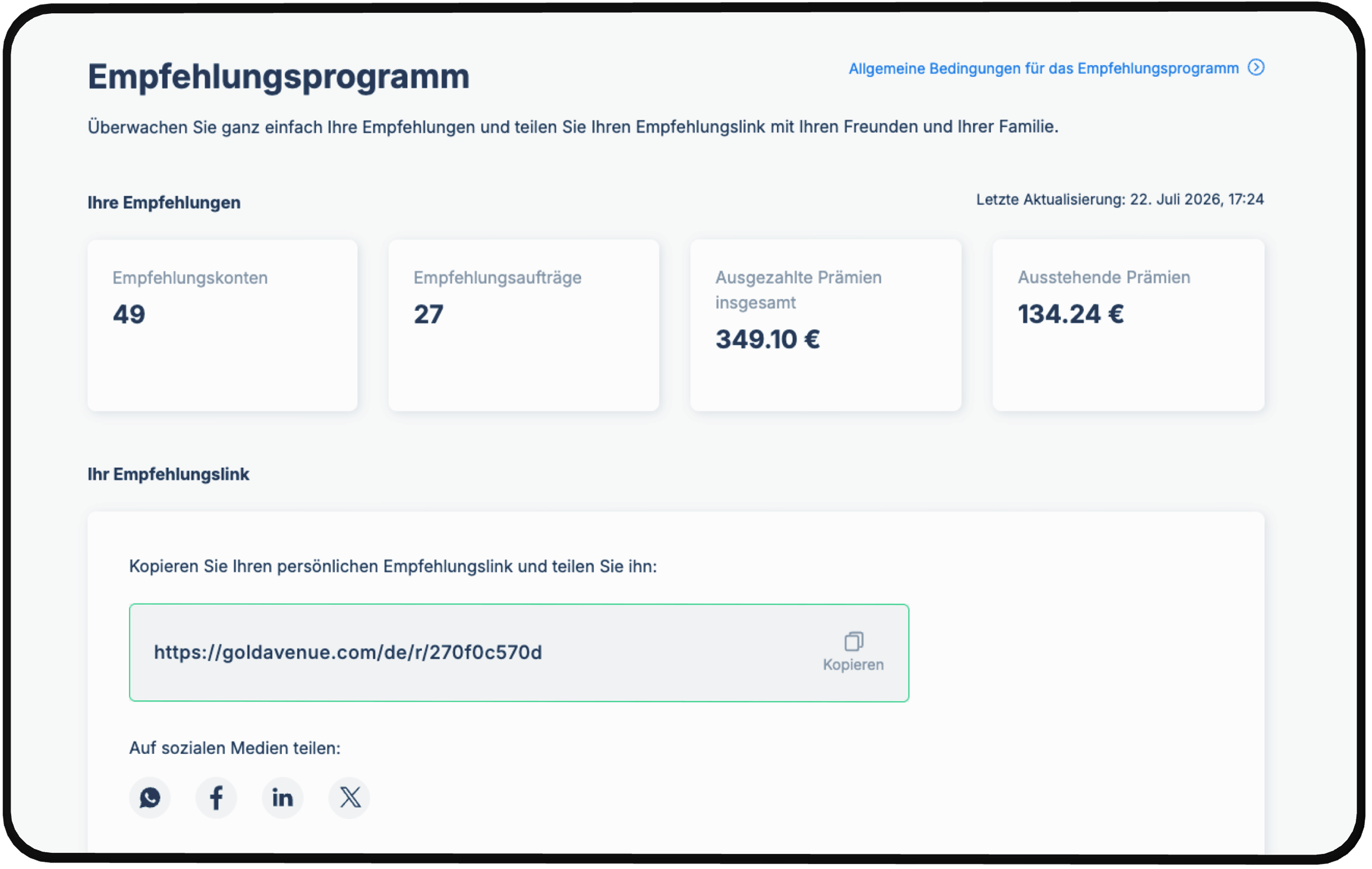 Prämien aus dem Empfehlungsprogramm erhalten