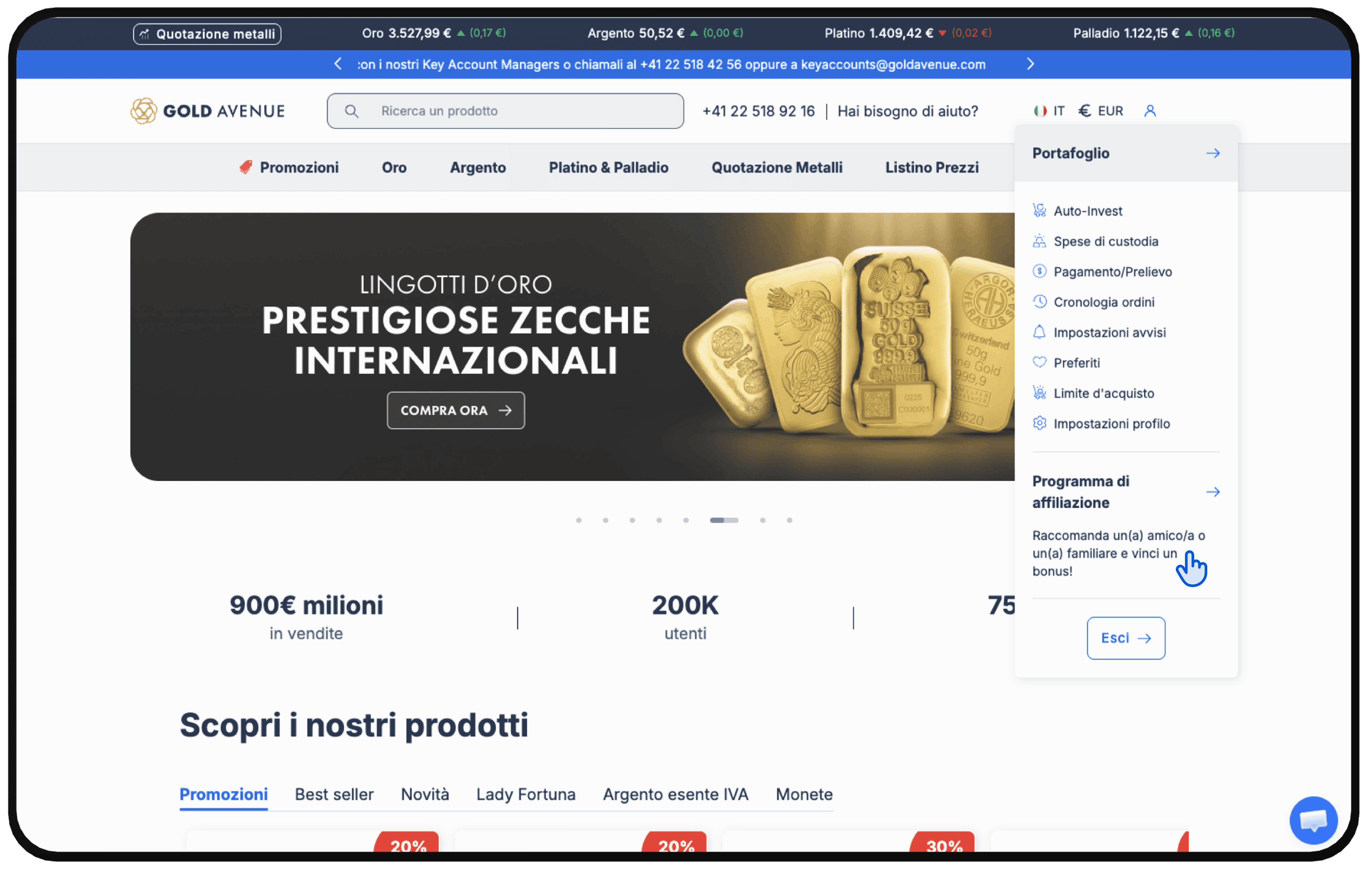 creare account gold avenue