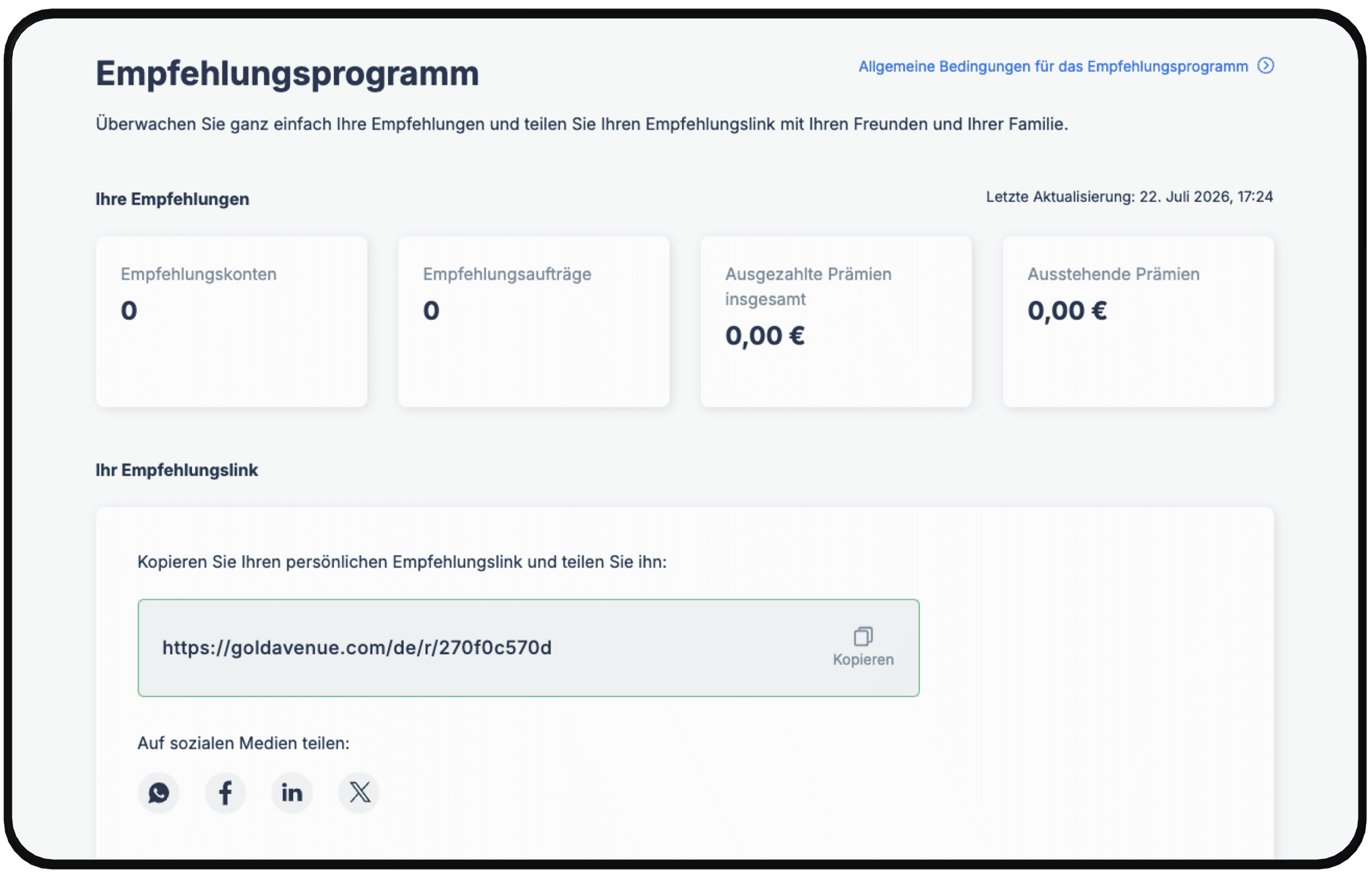 Registrierung und erster Kauf über den Empfehlungslink