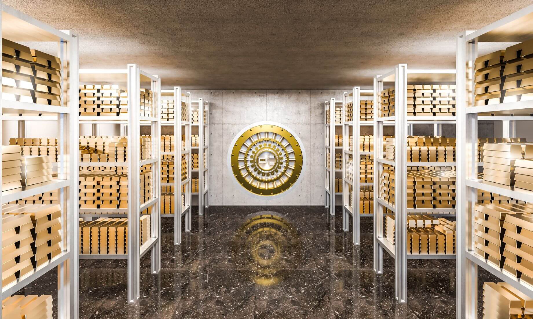 Ein Goldtresor unter der Londoner Threadneedle Street Ein Goldtresor unter der Londoner Threadneedle Street
