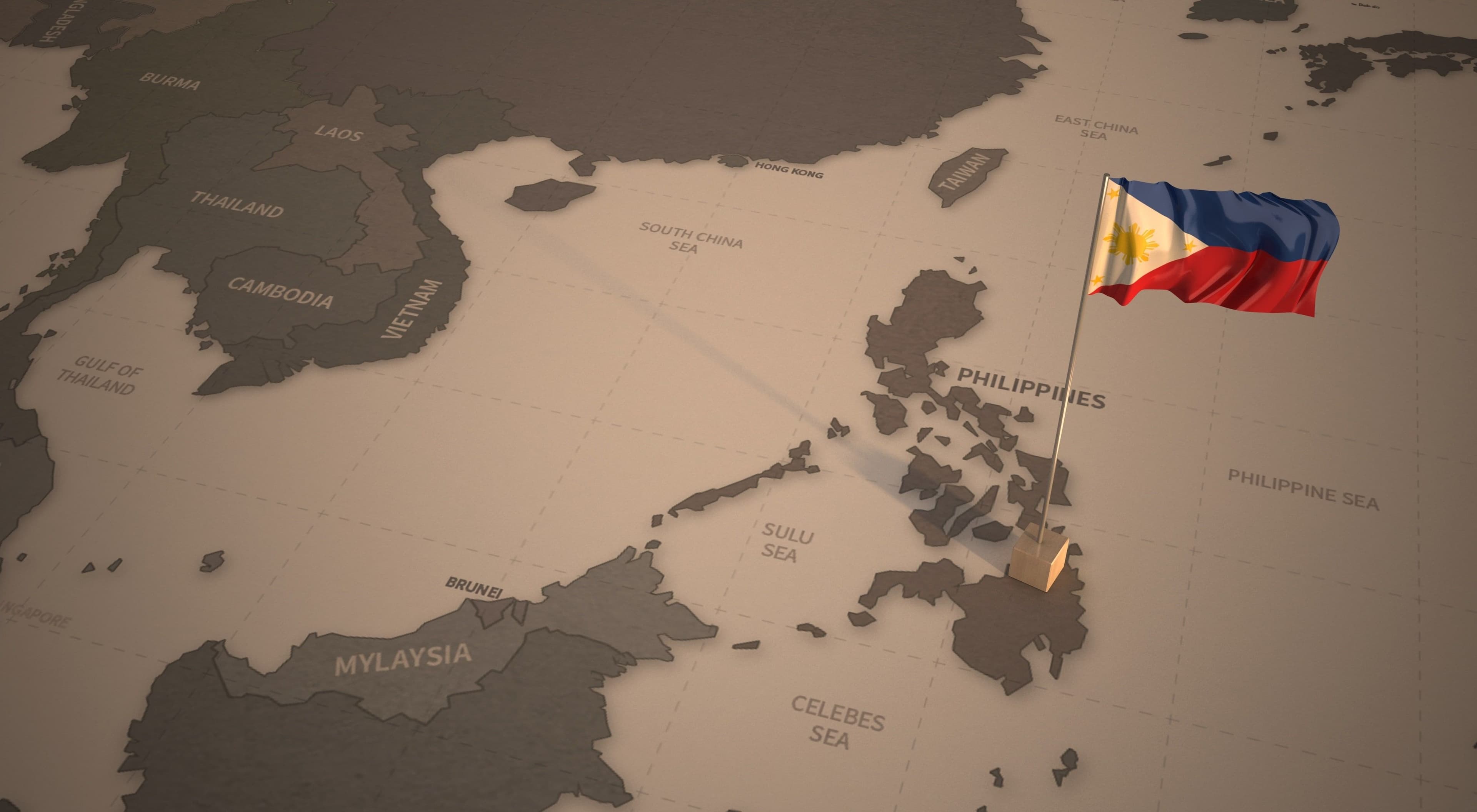 Drapeau sur la carte des Philippines Drapeau sur la carte des Philippines