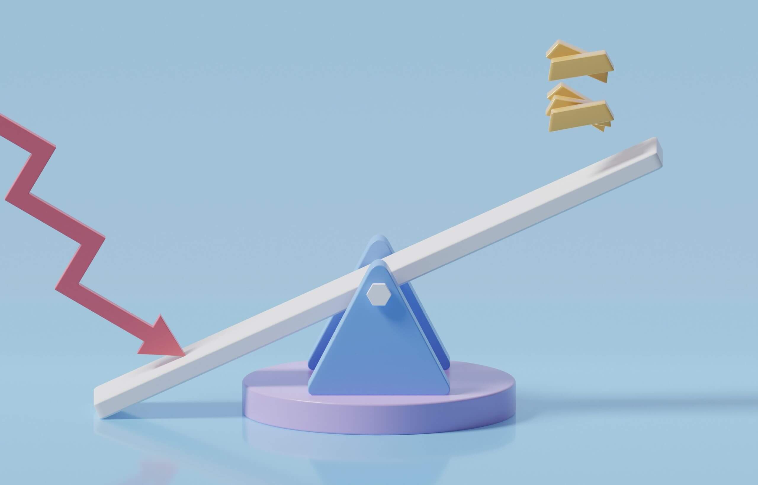 Wochenrückblick: Gold wird auf 4.000 $ geschätzt, US-Märkte stehen vor einem Chaos Eine Waage mit fallenden Aktienkursen und steigendem Goldpreis