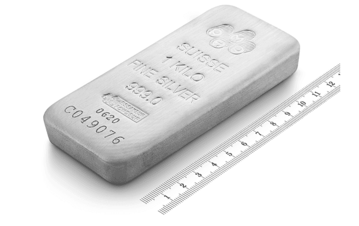 1 kg silver bar with a ruler 1 kg silver bar with a ruler