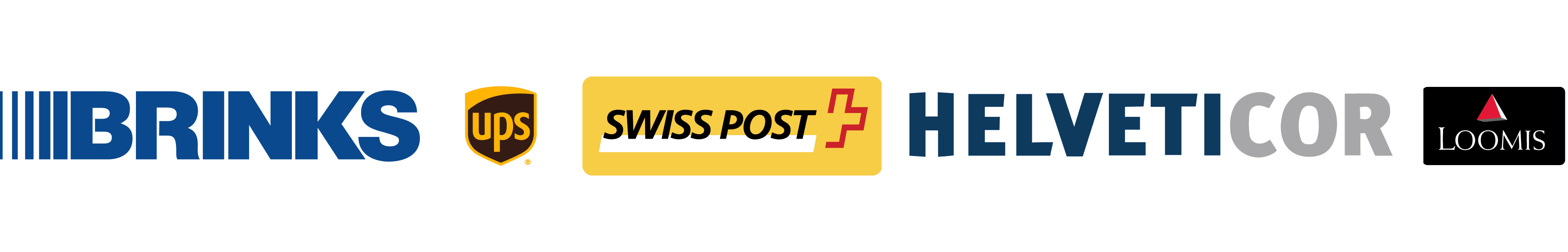 brinks, ups, swiss post, helveticor and loomis logos