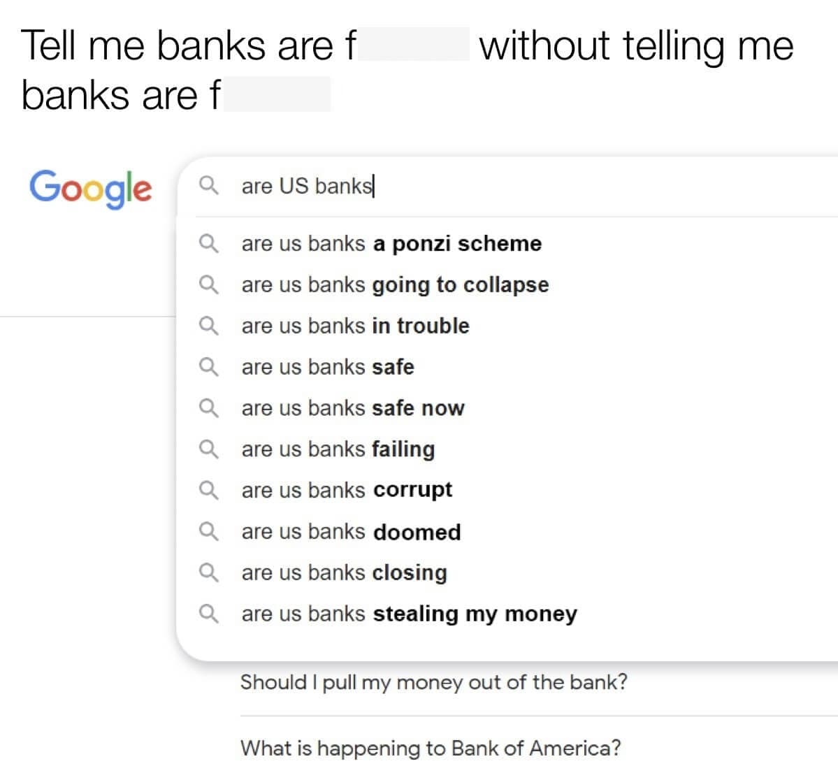 Ein Meme, das US-Banken verspottet Ein Meme, das US-Banken verspottet