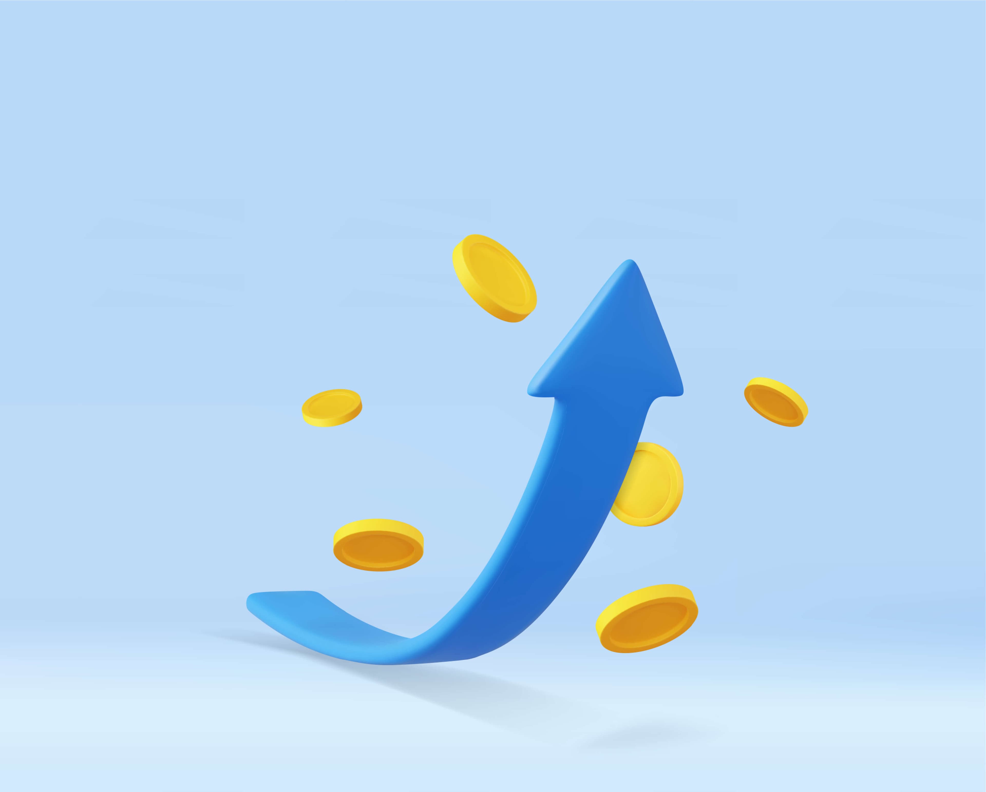 3d growth stock chart with coins investing icon 3d growth stock chart with coins investing icon