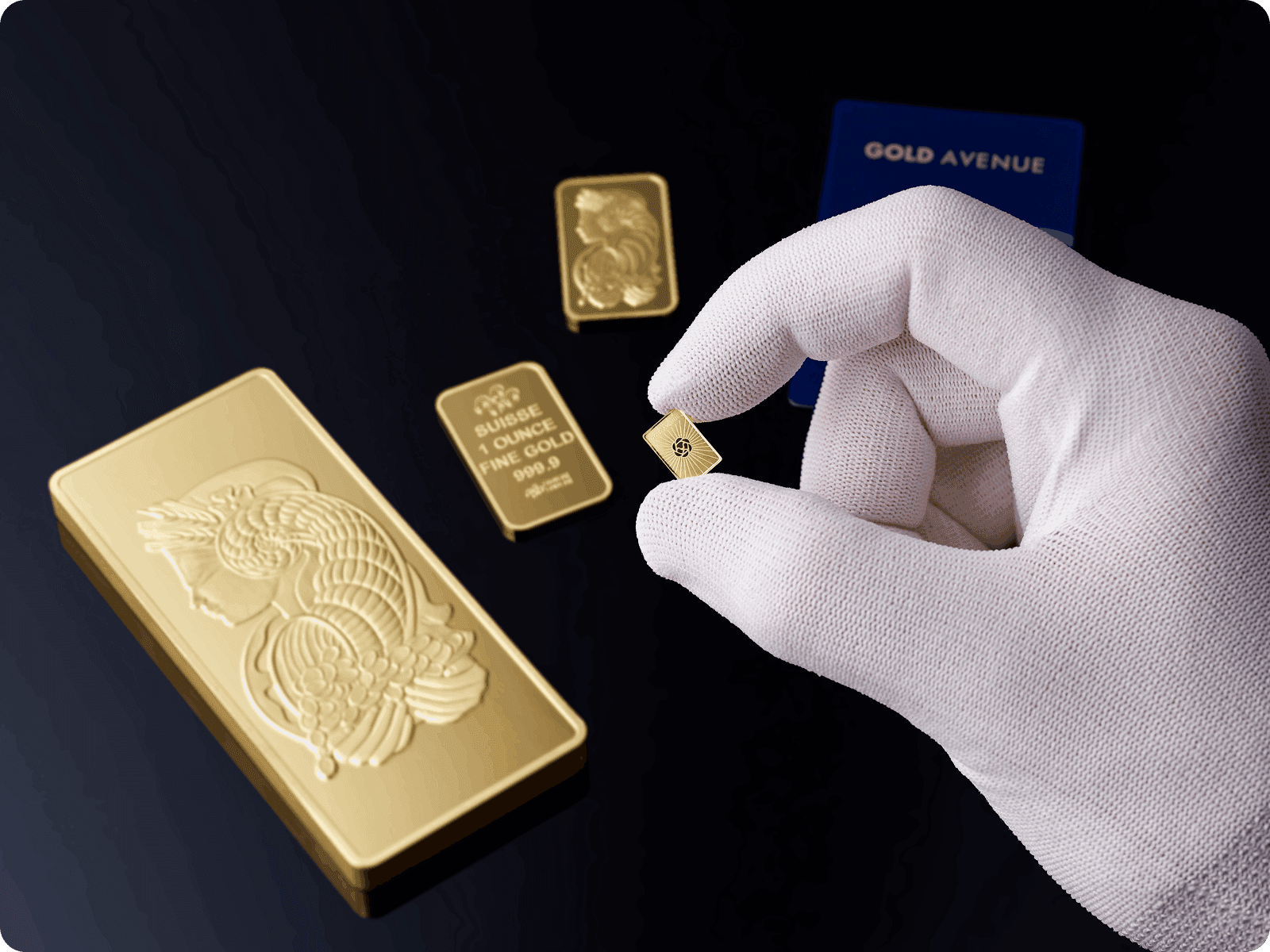 The 0.5 g gold bar next to a fingertip