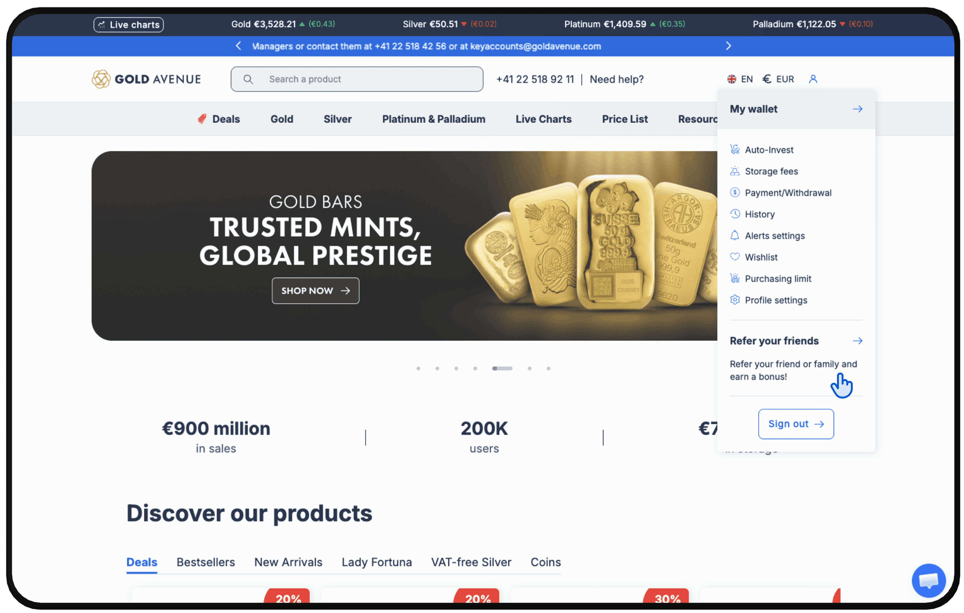 create gold avenue's account