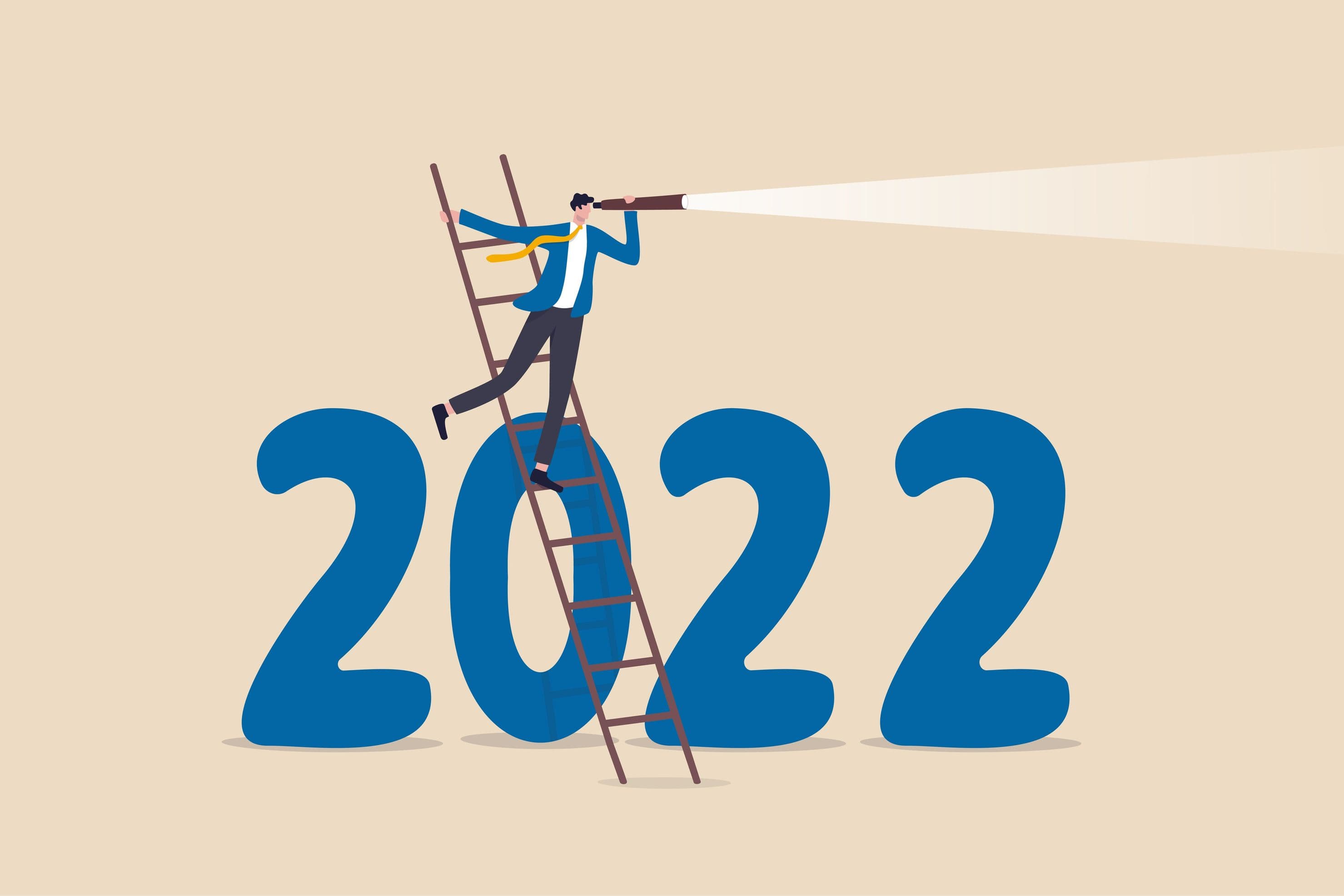 Will Precious Metal Prices Go Up in 2022? gold price outlook 2022 with a cartoon man lighting a torch up on the ladder