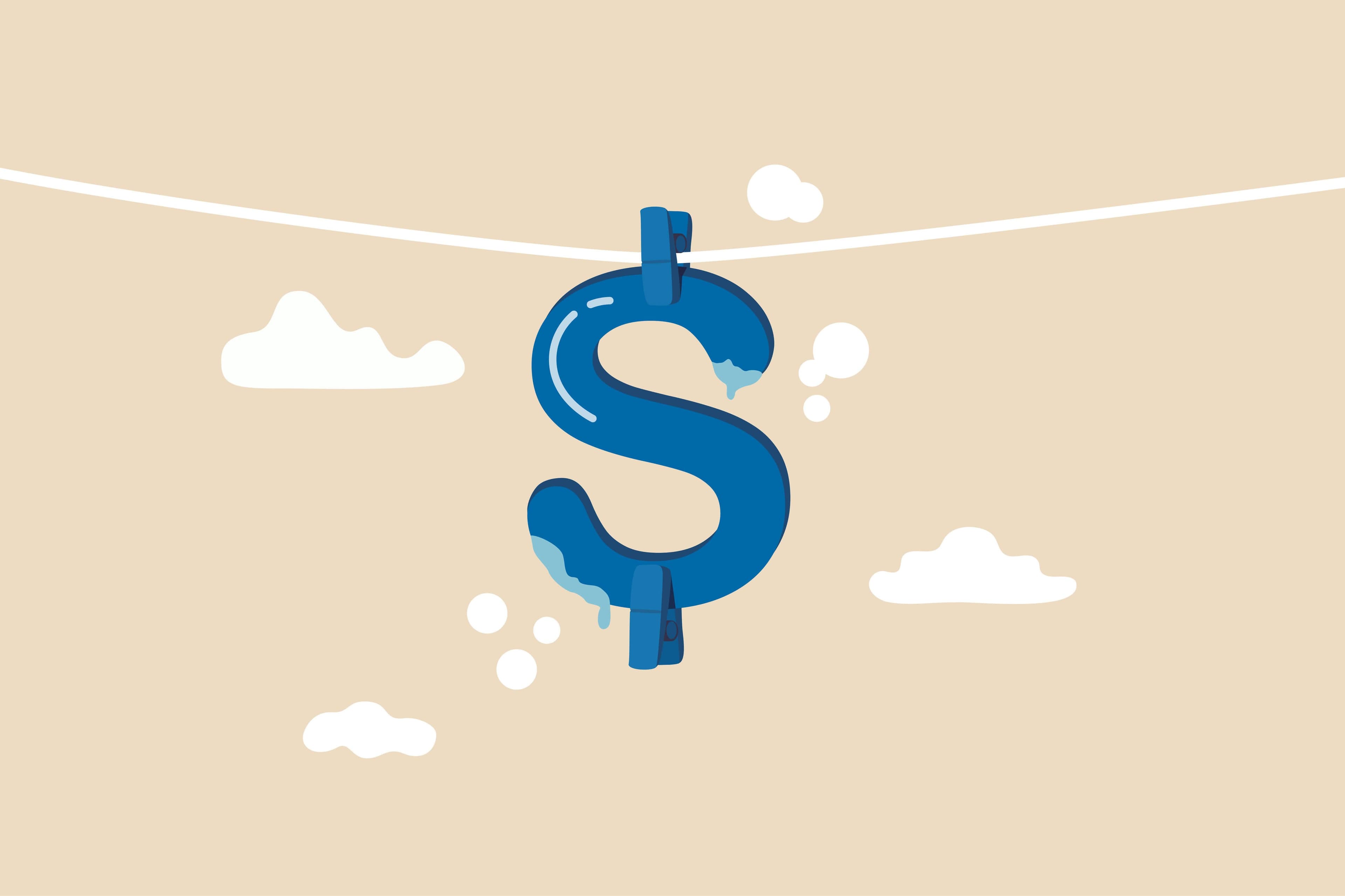 Un dollar trempé en train de sécher Un dollar trempé en train de sécher