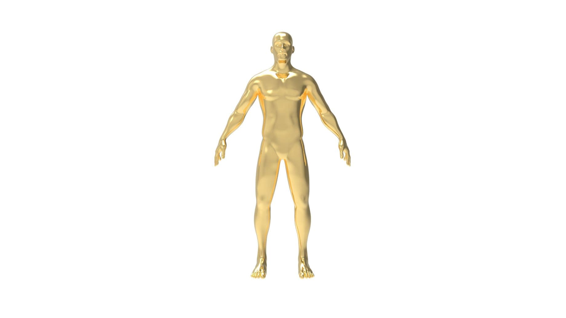 Gold findet sich im menschlichen Körper, einschließlich Haaren, Blut und Gehirn, wie das Bild eines goldenen Mannes zeigt Gold findet sich im menschlichen Körper, einschließlich Haaren, Blut und Gehirn, wie das Bild eines goldenen Mannes zeigt